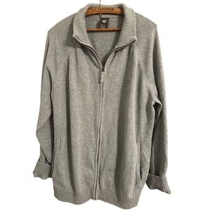 Timberland Full Zip Cardigan‎ Mens XXL Gray Excellent Mock Neck Raglan Sweater